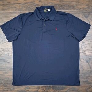 Polo Ralph Lauren Mens 2XL Blue Performance Short Sleeve Stretch Pony Polo Shirt